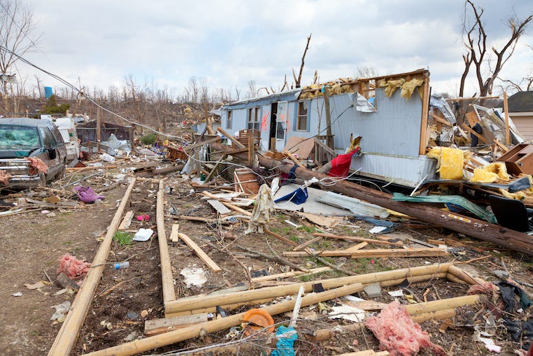 Tornado damage of home