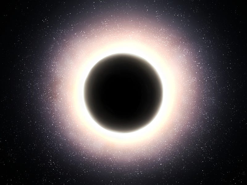 A halo of light around the singularity. A black hole in the cosmos distorts space. A neutron star with powerful gravity.