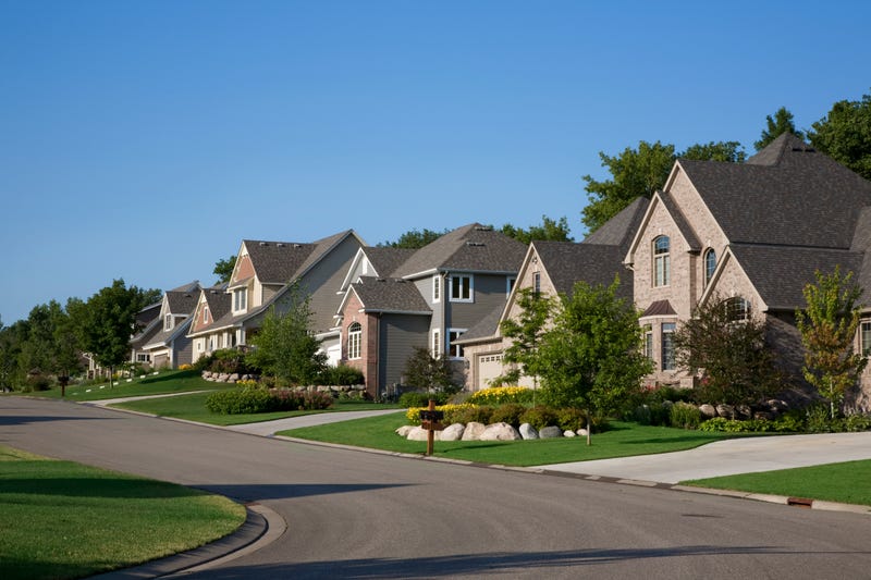 Colonial houses on a suburban street