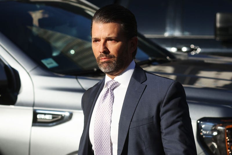 Donald Trump Jr., former President Donald Trump's son, enters New York State Supreme Court for his civil fraud trial on November 13, 2023 in New York City. 