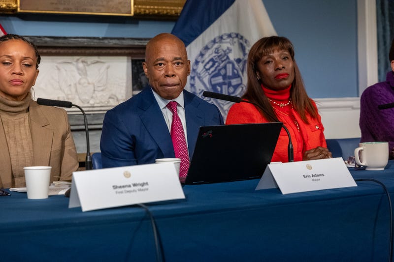 New York City Mayor Eric Adams attends a news conference on November 14, 2023 in New York City. 