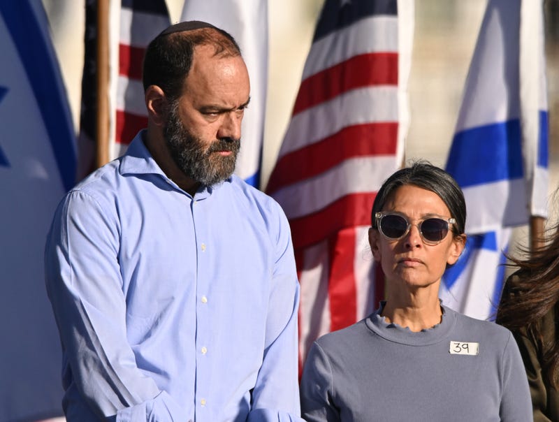 Jon Polin and Rachel Goldberg attend 'March For Israel' at the National Mall on November 14, 2023 in Washington, DC. 