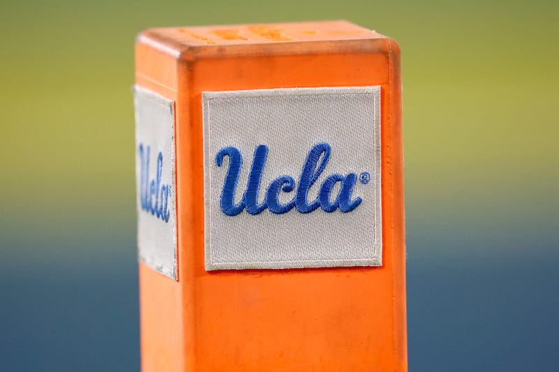 A pylon for the UCLA Bruins at Rose Bowl Stadium on November 11, 2023 in Pasadena, California. 