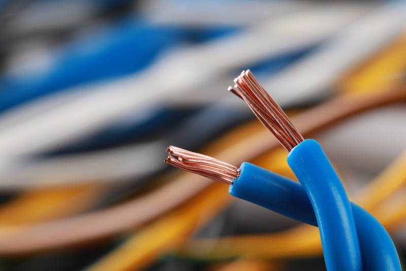 two exposed copper wires