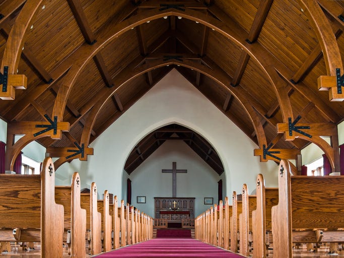 Inside a church. 