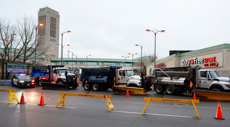 Vehicles blocking the Rainbow Bridge in the wake of the explosion.