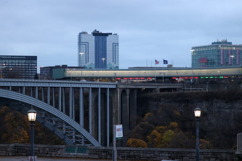 View of the Rainbow Bridge after a car exploded Wednesday.