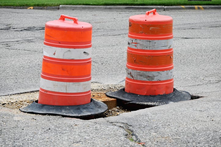 orange road barrels