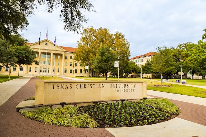 Sign outside Texas Christian University