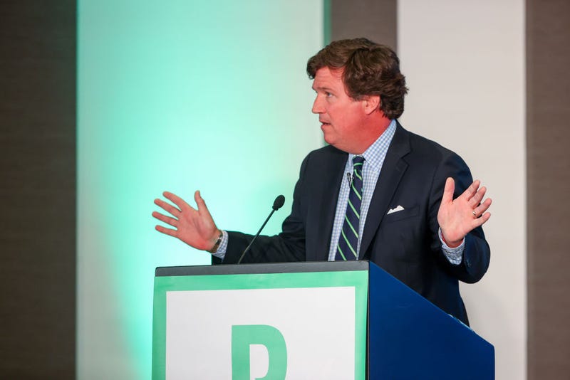 Tucker Carlson speaks during RiskOn360! GlobalSuccess Conference at Ahern Hotel and Convention Center on November 20, 2023 in Las Vegas, Nevada.