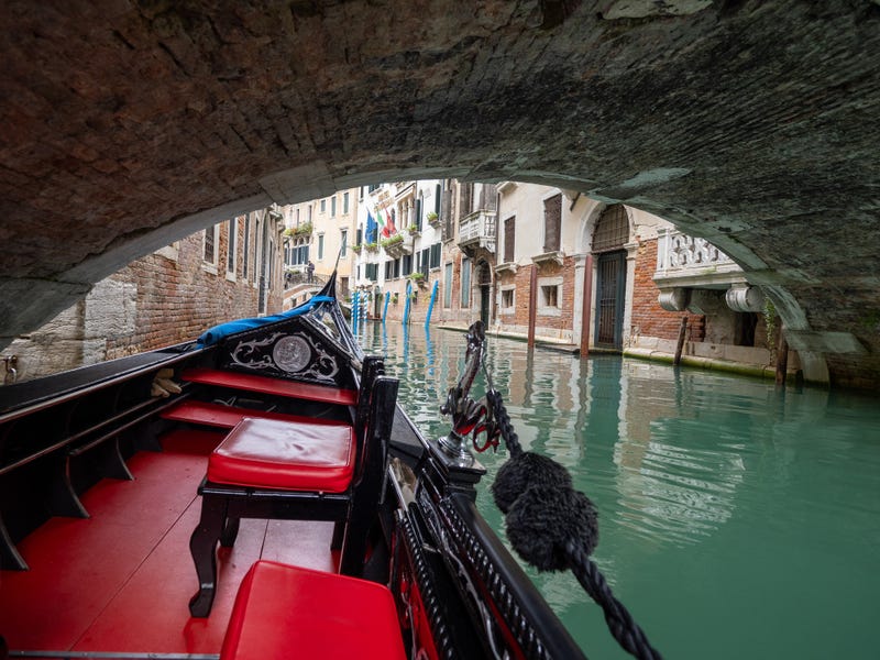 November 1 2023: Rio del Palazzo canal seen from gondola. Venice is a city in northeastern Italy and the capital of the Veneto region.