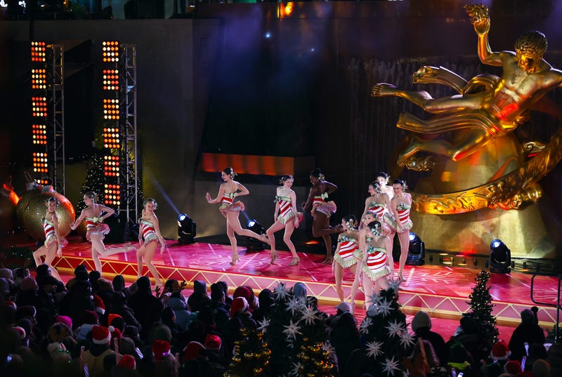 The Rockettes are seen performing during the Christmas Tree Lighting at the Rockefeller Plaza pre-tape on Nov. 28, 2023
