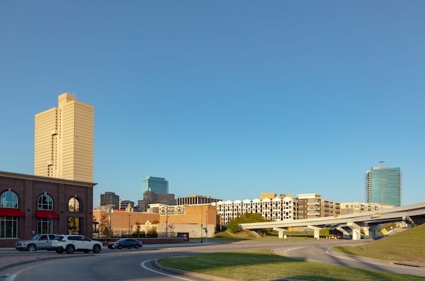 Burnett Plaza seen in the skyline of Fort Worth, Texas