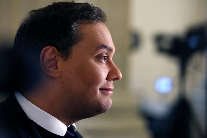 Rep. George Santos (R-NY) is interviewed by FOX News in the rotunda of the Cannon House Office Building before a vote to expel him from the House of Representatives on December 01, 2023 in Washington, DC.