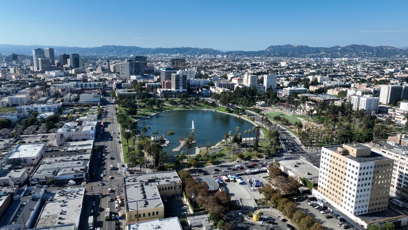 Macarthur Park Lake At Los Angeles