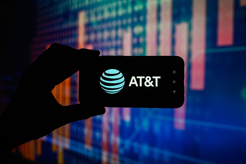 At&T logo is displayed on a smartphone
