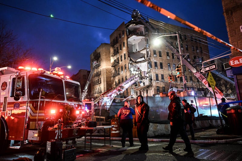 Firefighters respond after a partial building collapse in the Bronx on Dec. 11, 2023