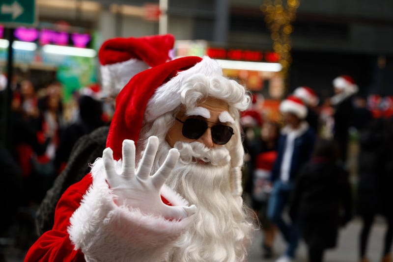 A man dressed as Santa Claus in Manhattan Dec. 9 for SantaCon.