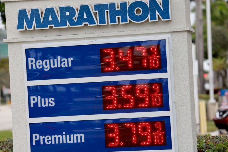 The price per gallon of gas is seen at a gas station on December 12, 2023 in Miami, Florida. The national average for unleaded gas was $3.14 a gallon on Dec. 12, according to AAA. That’s 23 cents less than it was a month ago helping slow the Consumer Price Index growth, but the cost of shelter offset energy's price declines, pushing the entire index up 0.1% between October and November. (Photo by Joe Raedle/Getty Images)