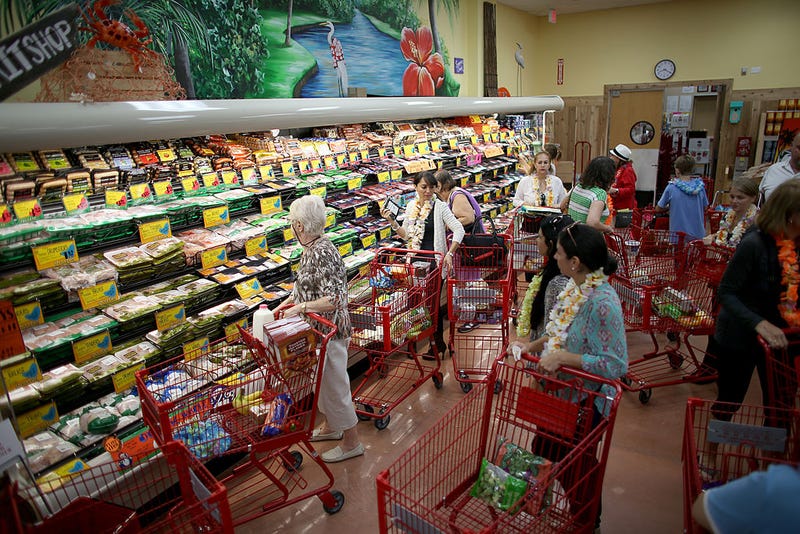 Shoppers enjoy the grand opening of a Trader Joe's
