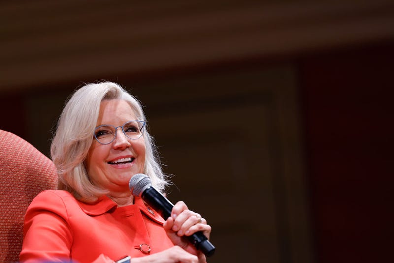 Former U.S. Rep. Liz Cheney (R-WY) speaks during a conversation with Mark Leibovich, a staff writer with the Atlantic, about her new book "Oath and Honor: A Memoir and a Warning" during an event at the Sixth & I Historic Synagogue on December 13, 2023 in Washington, DC. During the discussion the former three-term Wyoming congresswoman spoke on her time since leaving Congress and former President Donald Trump.