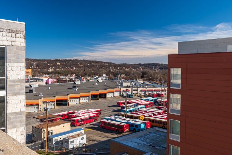 The Pittsburgh Regional Transit garage in Bakery Square