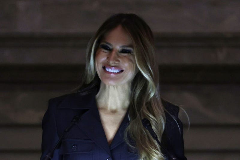 Former U.S. first lady Melania Trump delivers remarks during a naturalization ceremony at the National Archives on December 15, 2023 in Washington, DC. During the ceremony 25 people from 25 nations were sworn in as new U.S. citizens. (Photo by Alex Wong/Getty Images)