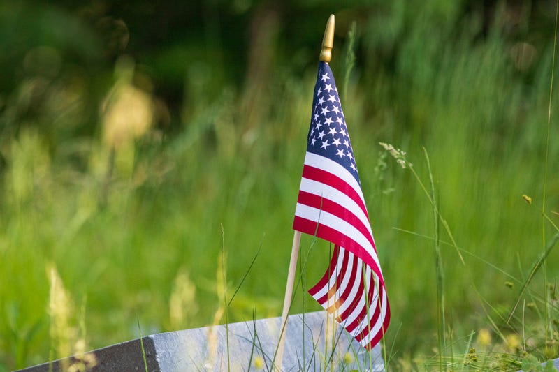 Grave with American Flag