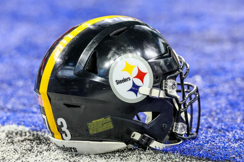 Steelers helmet on the field