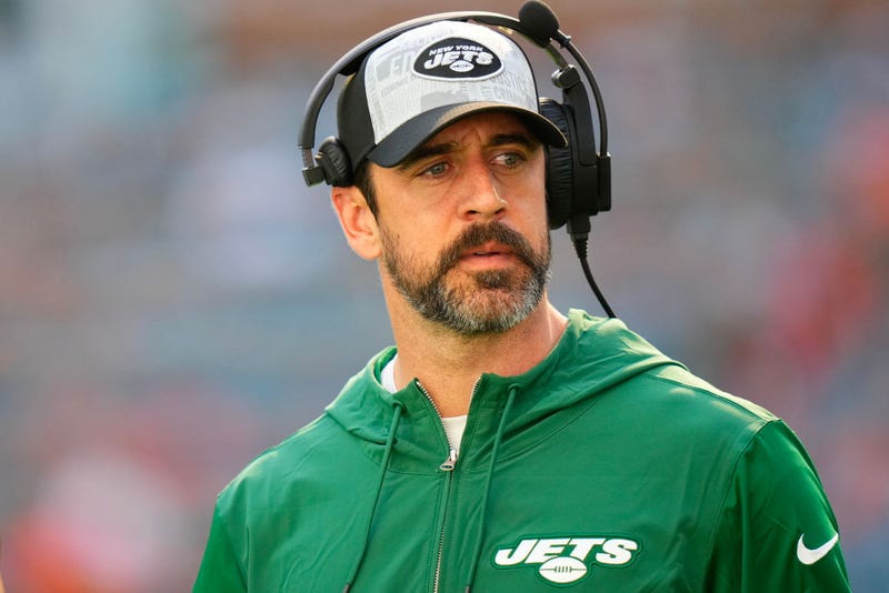 Aaron Rodgers of the Green Bay Packers looks on during the first half against the Miami Dolphins at Hard Rock Stadium on December 17, 2023 in Miami Gardens, Florida.