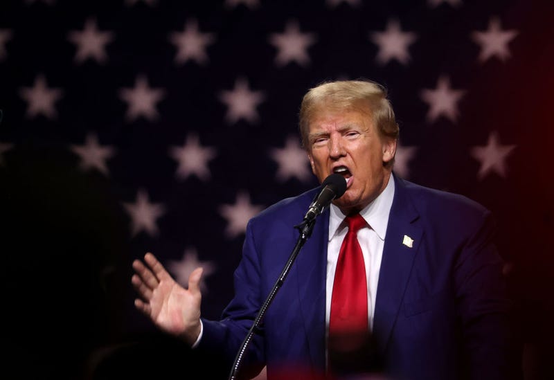 Republican Presidential candidate former U.S. President Donald Trump delivers remarks during a campaign rally at the Reno-Sparks Convention Center on December 17, 2023 in Reno, Nevada.