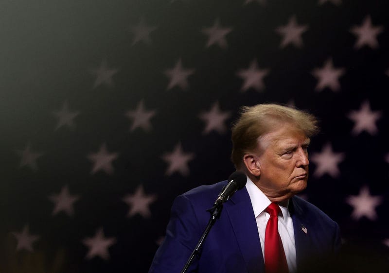 Republican presidential candidate former U.S. President Donald Trump delivers remarks during a campaign rally at the Reno-Sparks Convention Center on December 17, 2023 in Reno, Nevada. 