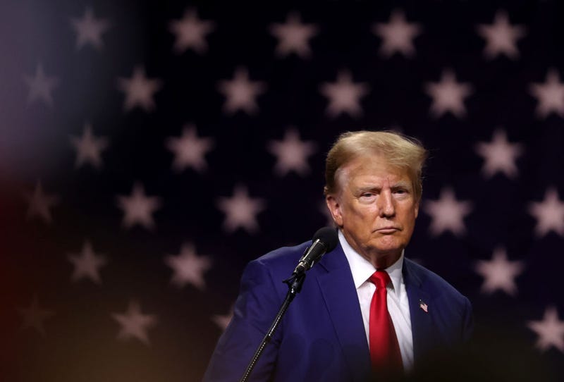 Republican presidential candidate former U.S. President Donald Trump delivers remarks during a campaign rally at the Reno-Sparks Convention Center on December 17, 2023 in Reno, Nevada. Former U.S. President Trump held a campaign rally as he battles to become the Republican Presidential nominee for the 2024 Presidential election. (Photo by Justin Sullivan/Getty Images)