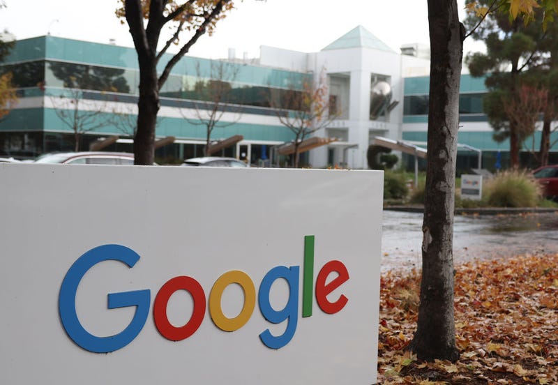 A sign is posted in front of an office at Google headquarters on December 19, 2023 in Mountain View, California. Google has agreed to pay $700 million as part of an antitrust settlement with U.S. states and consumers. The tech giant will pay $630 million into a consumer settlement fund and $70 million into a fund that will be used by states. (Photo by Justin Sullivan/Getty Images)