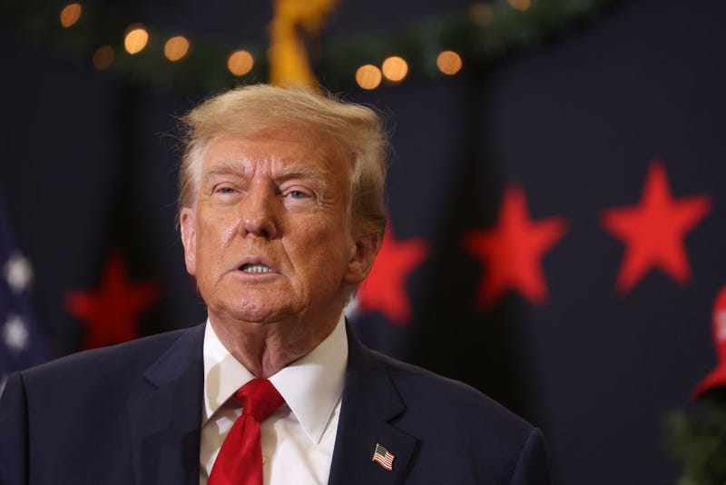 Republican presidential candidate and former U.S. President Donald Trump looks on during a campaign event on December 19, 2023 in Waterloo, Iowa. Iowa Republicans will be the first to select their party's nomination for the 2024 presidential race, when they go to caucus on January 15, 2024. (Photo by Scott Olson/Getty Images)