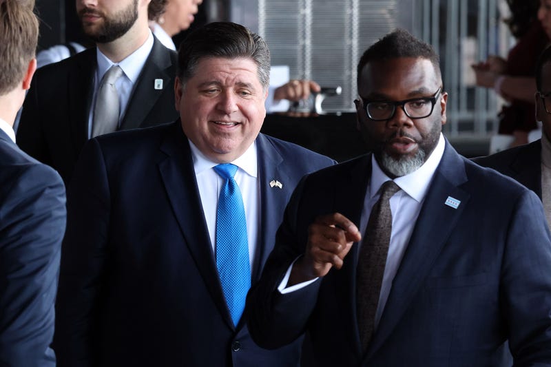 Pritzker and Johnson at event