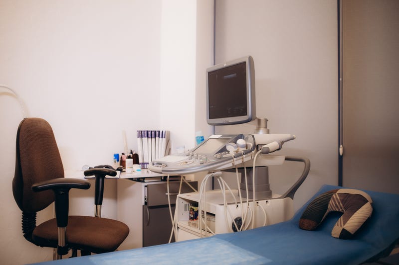gynecological office in clinic gynecological chair equipment medicine hospital gynecology women's consultation. High quality photo
