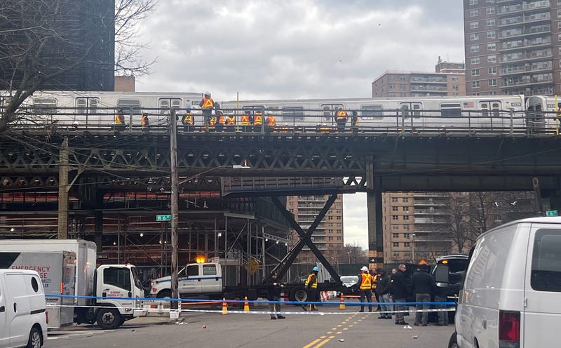 Subway service was partially suspended on Wednesday when an F train jumped the tracks near the West Eighth Street-N.Y. Aquarium station in Coney Island