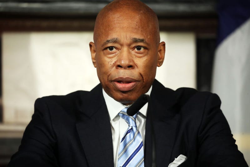 Mayor Eric Adams holds press availability at a news conference on Jan. 8, 2024.