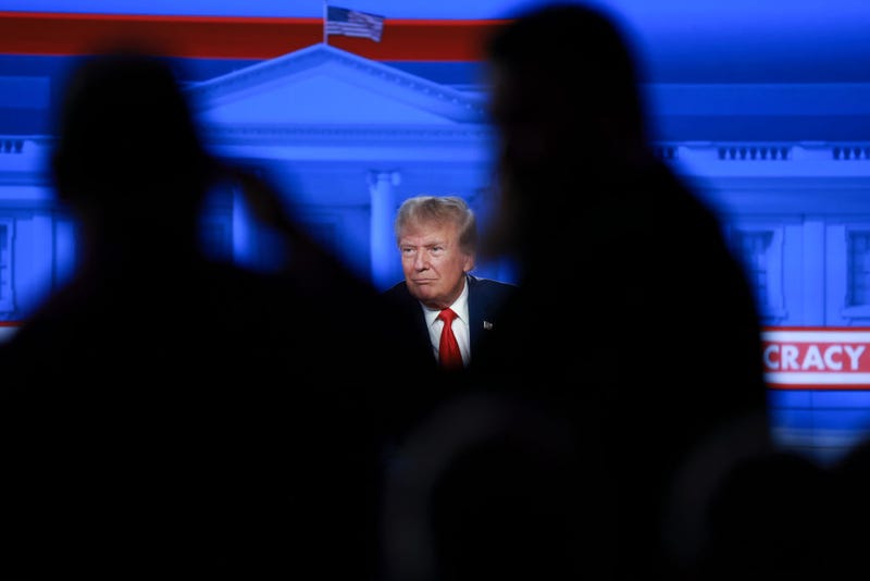 Republican presidential candidate former President Donald Trump participates in a Fox News Town Hall on January 10, 2024 in Des Moines, Iowa. 