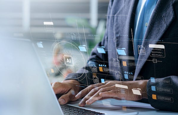 A.I. concept of man working on laptop