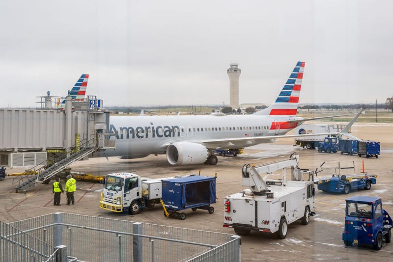 A American Airlines flight is seen ahead of departure at the Austin Bergstrom International Airport on January 15, 2024 in Austin, Texas.
