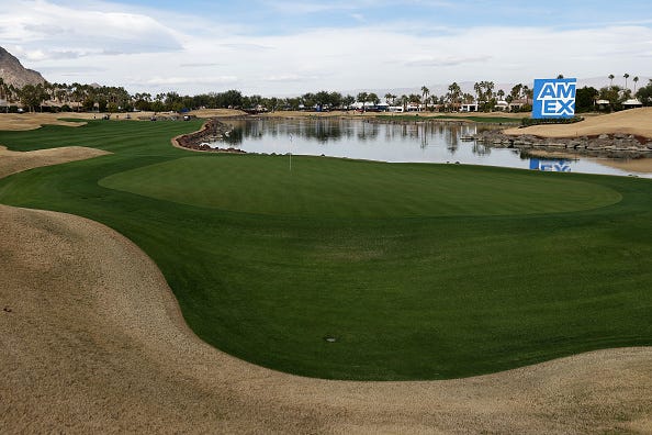 A general view of the 18th fairway during a Pro Am round prior to The American Express at PGA West on January 17, 2024 in La Quinta