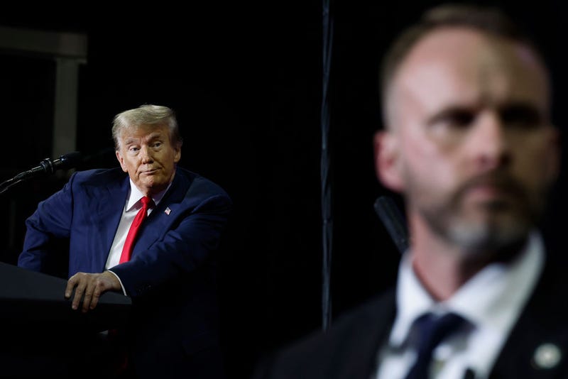 Republican presidential candidate and former President Donald Trump speaks during a campaign rally at the SNHU Arena on January 20, 2024 in Manchester, New Hampshire.