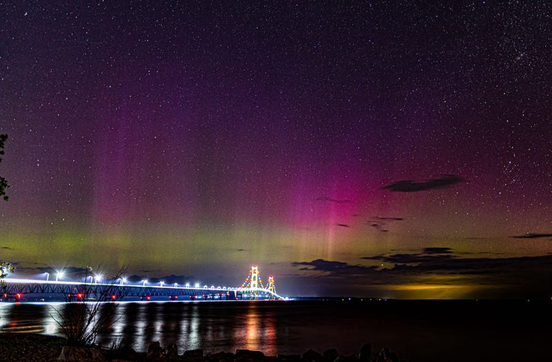 Northern Lights over Mackinac Bridge