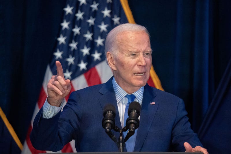 US President Joe Biden speaks to a crowd during the South Carolina Democratic Party First in the Nation Celebration and dinner at the state fairgrounds on January 27, 2024 in Columbia, South Carolina. South Carolina holds its Democratic party primary on February 3. 