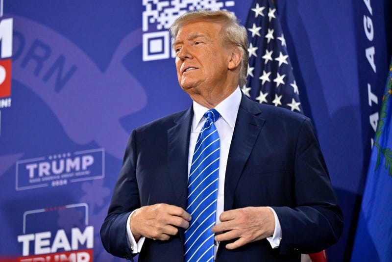 Republican presidential candidate and former U.S. President Donald Trump stands on stage during a campaign event at Big League Dreams Las Vegas on January 27, 2024 in Las Vegas, Nevada. Trump is campaigning in Nevada ahead of the state’s Republican presidential caucuses on February 8. 