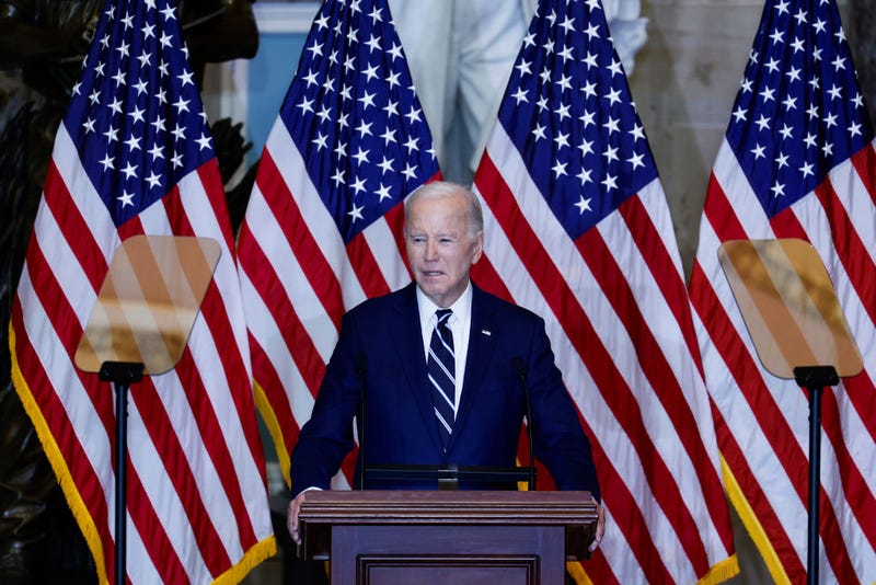 U.S. President Joe Biden gives remarks during the annual National Prayer Breakfast in Statuary Hall in the U.S. Capitol on February 01, 2024 in Washington, DC.