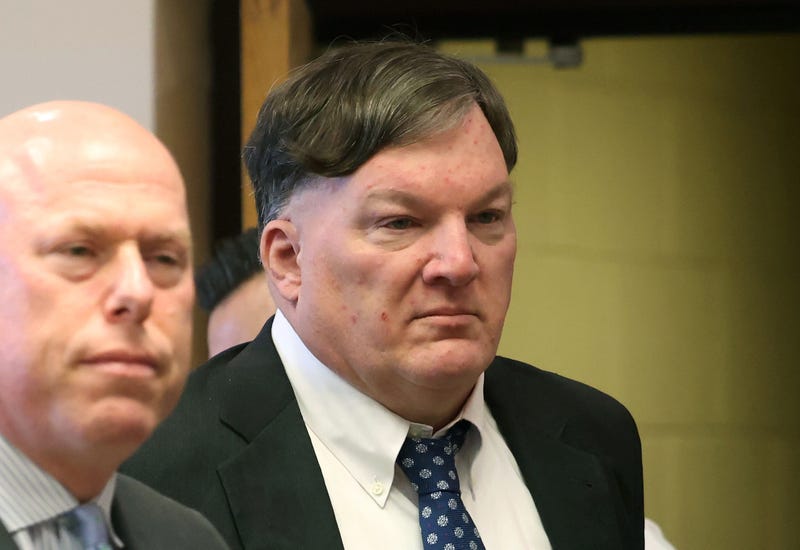 Alleged Gilgo serial killer Rex Heuermann, right, along with his attorney Michael Brown, appears inside Judge Timothy Mazzei's courtroom on February 6, 2024 in Riverhead