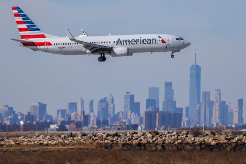 A Boeing 737 passenger aircraft of American Airlines arrives at JFK International Airport